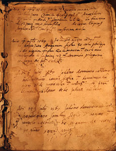 Archivio della parrocchia di San Giorgio in Melpignano, Atti anagrafici, 1&deg; libro dei battezzati, 1567-1576, c. 5 r.