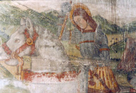 Chiesa parrocchiale. Presbiterio, lato sinistro, affresco raffigurante s. Giorgio, sec. XVI.