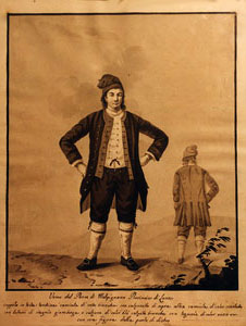 A. Berotti - S. Santucci, Uomo di Melpignano. Acquerello monocromo, 1787 ca. - Museo provinciale di Lecce