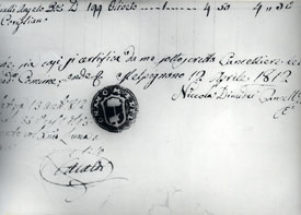 Lo stemma civico dell'universit&agrave;, poi comune di Melpignano -  nel periodo napoleonico (1806-1814)