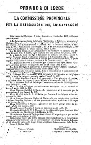 1863 Sussidi accordati ai danneggiati dal brigantaggio.