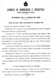 1914 <<Provvedimenti circa la mancanza del grano>>.