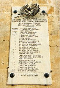 Lapide commemorativa in onore dei Caduti della I Guerra mondiale.